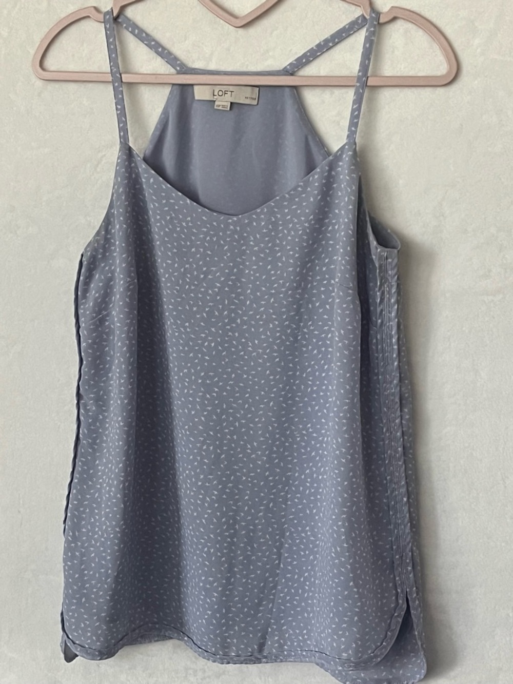 LOFT Light Blue-Gray Bird Printed Spaghetti Strap Camisole